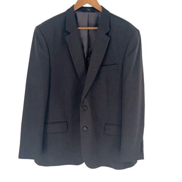Haggar Men's Single Breasted Blazer Tailored Fit Notched Lapel Dark Gray 48R